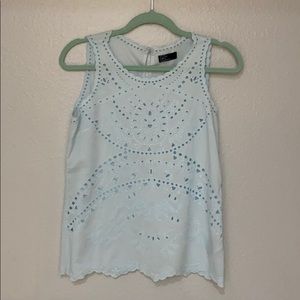 Gap Light Blue Eyelit Tank Top